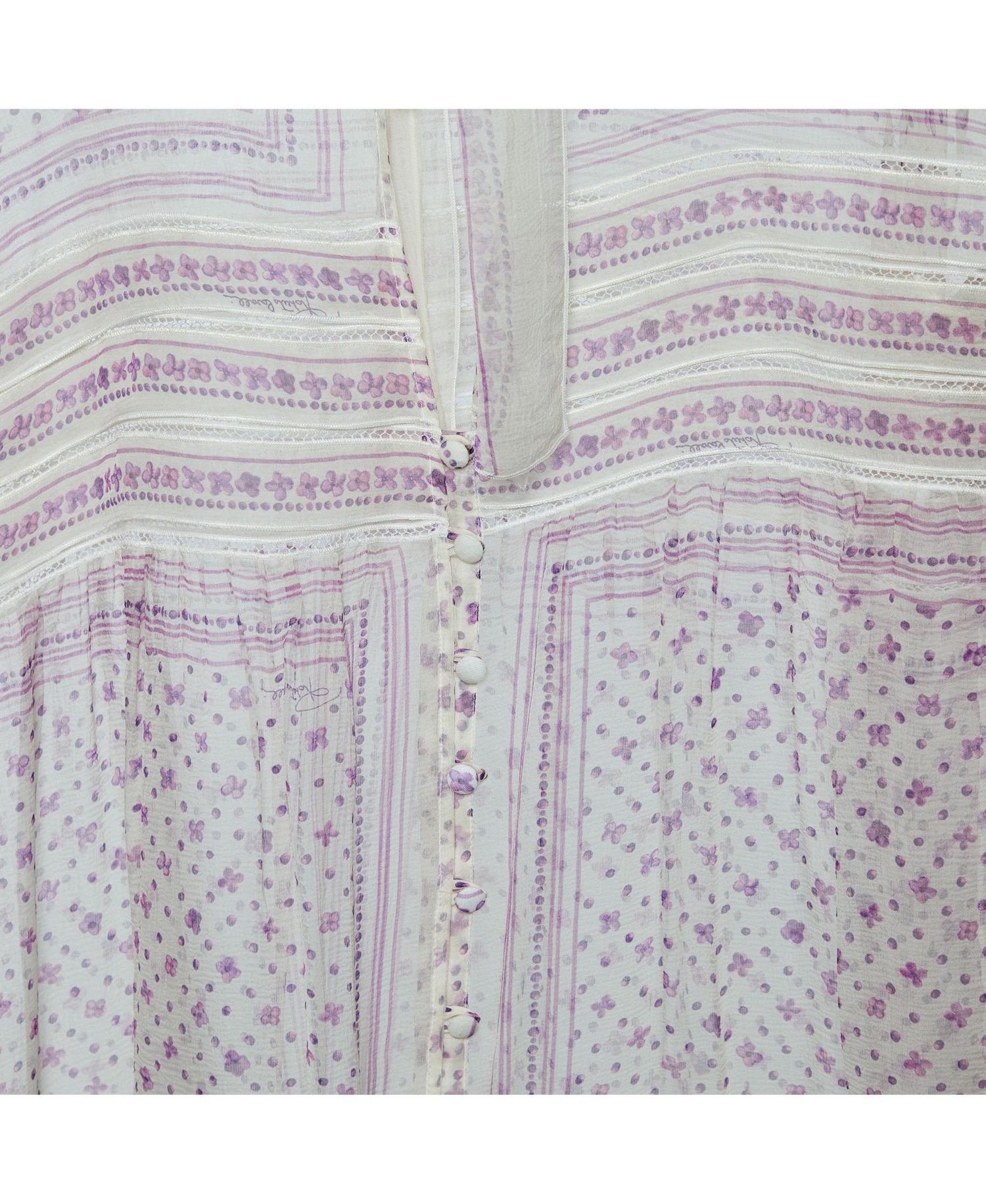 Women's Floral Print Silk Tie-Neck Blouse
