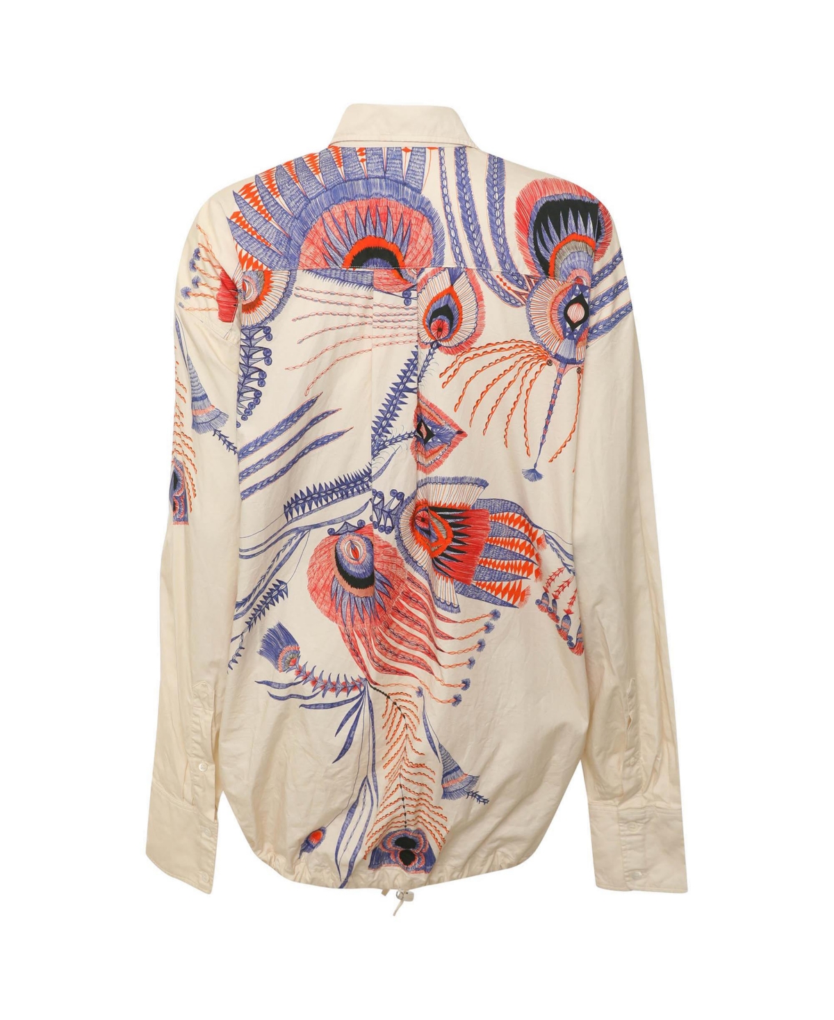Pre-Owned Dries Van Noten Women's Printed Poplin Drawstring Shirt