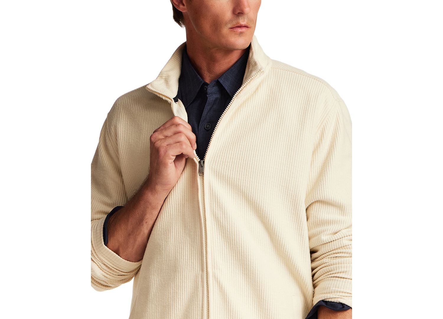 Men's Knit Corded Full-Zip Sweater
