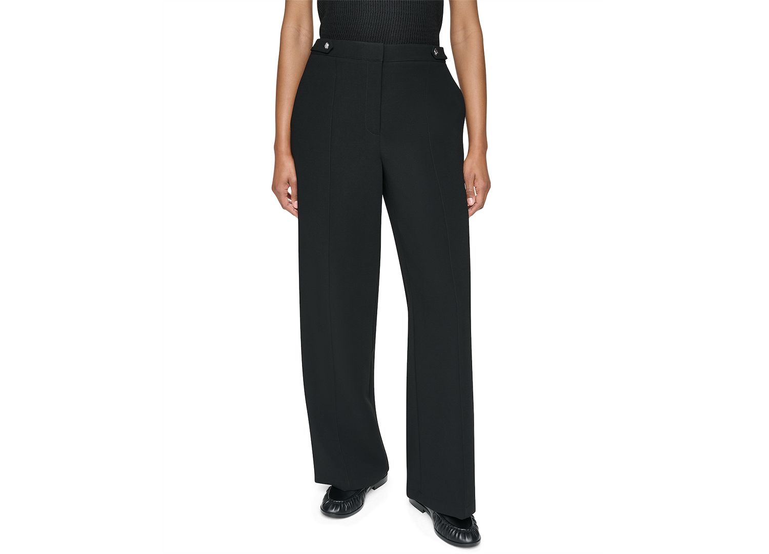 Petite High-Rise Straight Textured Crepe Pants