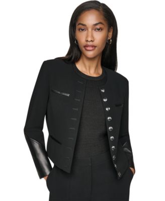 Petite Textured Crepe 10-Button Pocket Jacket
