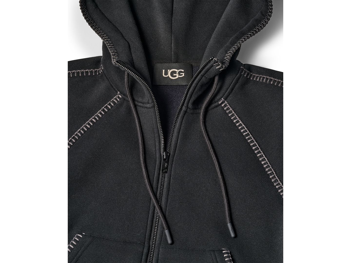 Женское худи UGG® Classic Long-Sleeve Full-Zip, цвет: Чёрный — фото 3