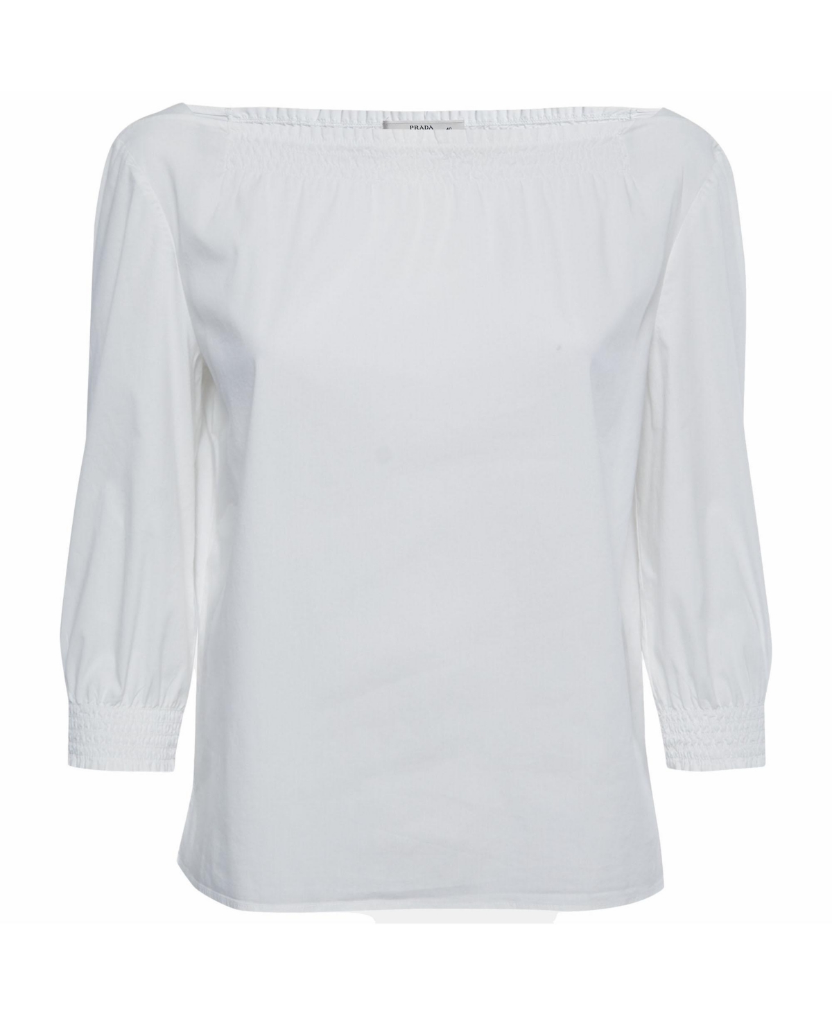 Pre-Owned Prada Women's Smocked Neck Sleeve Cotton Top