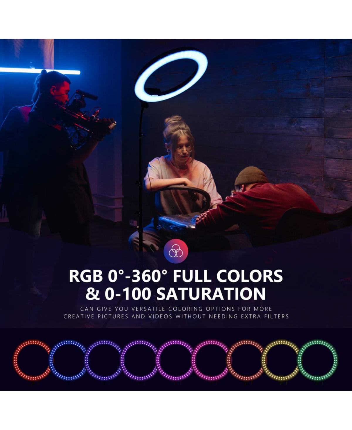 Neewer Ring Light with 3200K-5600K, Cri 97, Rgb