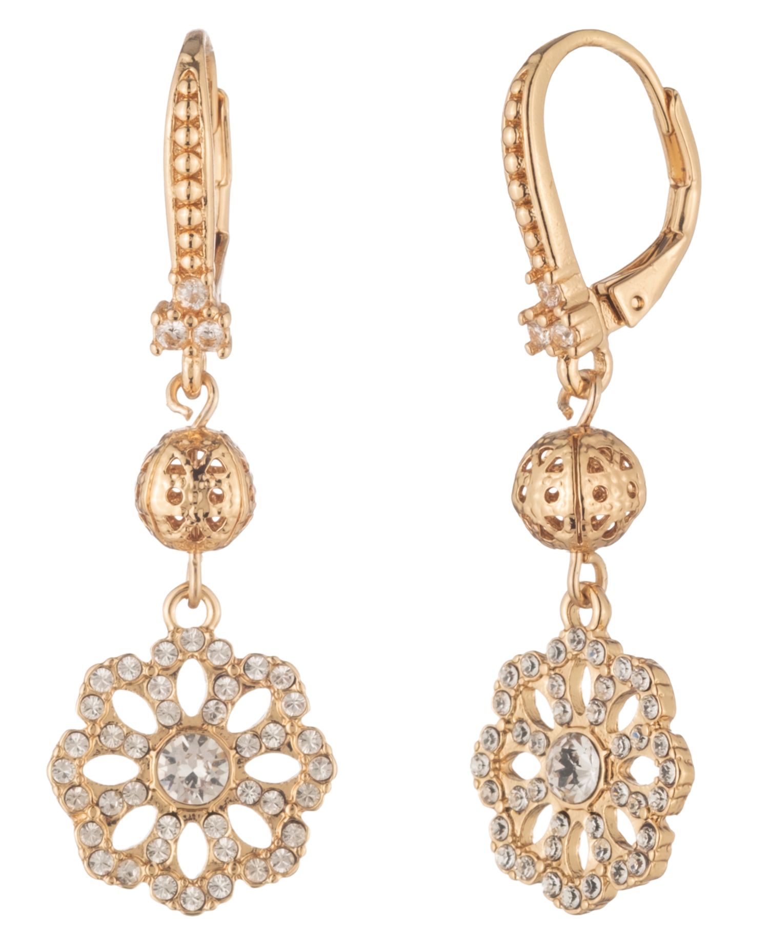 Crystal Filigree Beaded Double Drop Earrings