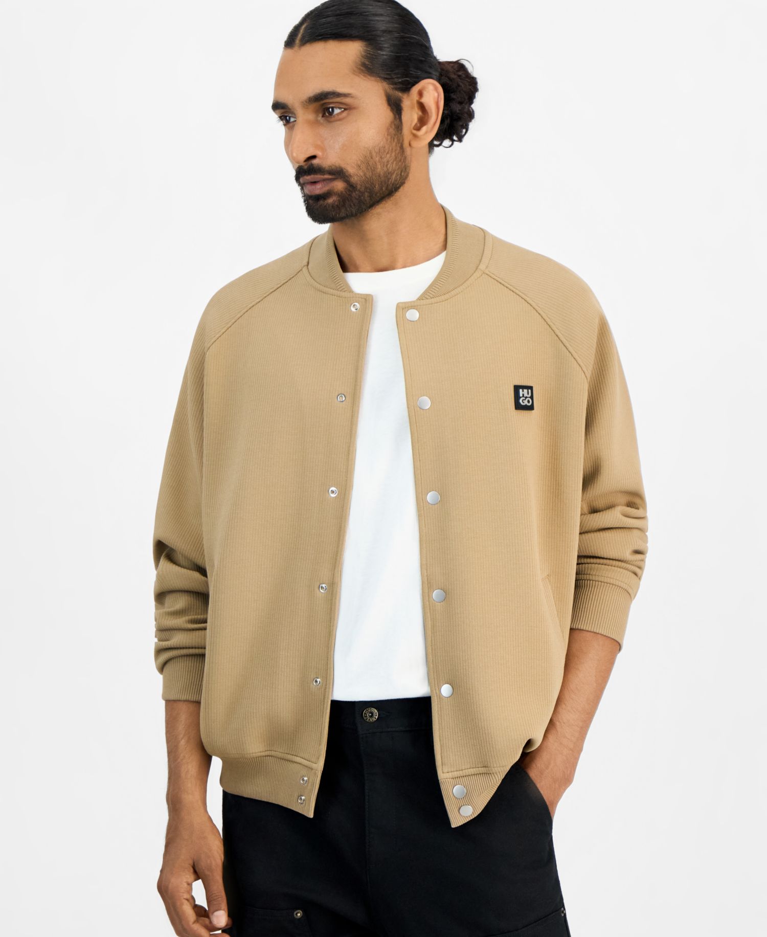 HUGO by Men's Dabin Regular-Fit Ribbed Bomber Jacket