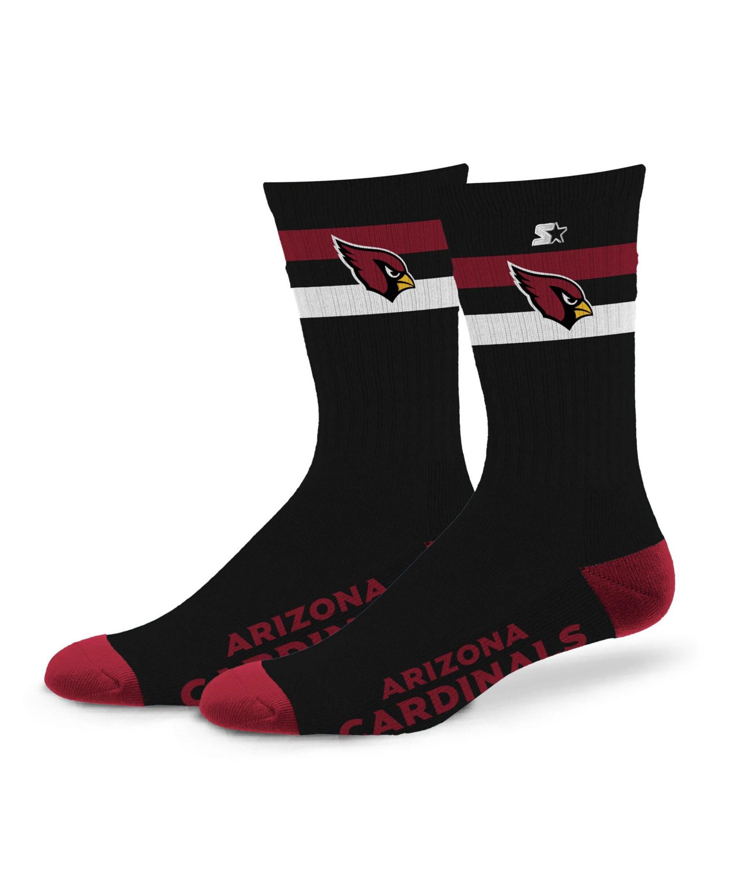 Men's and Women's Arizona Cardinals Team Color Two-Stripe Crew Socks