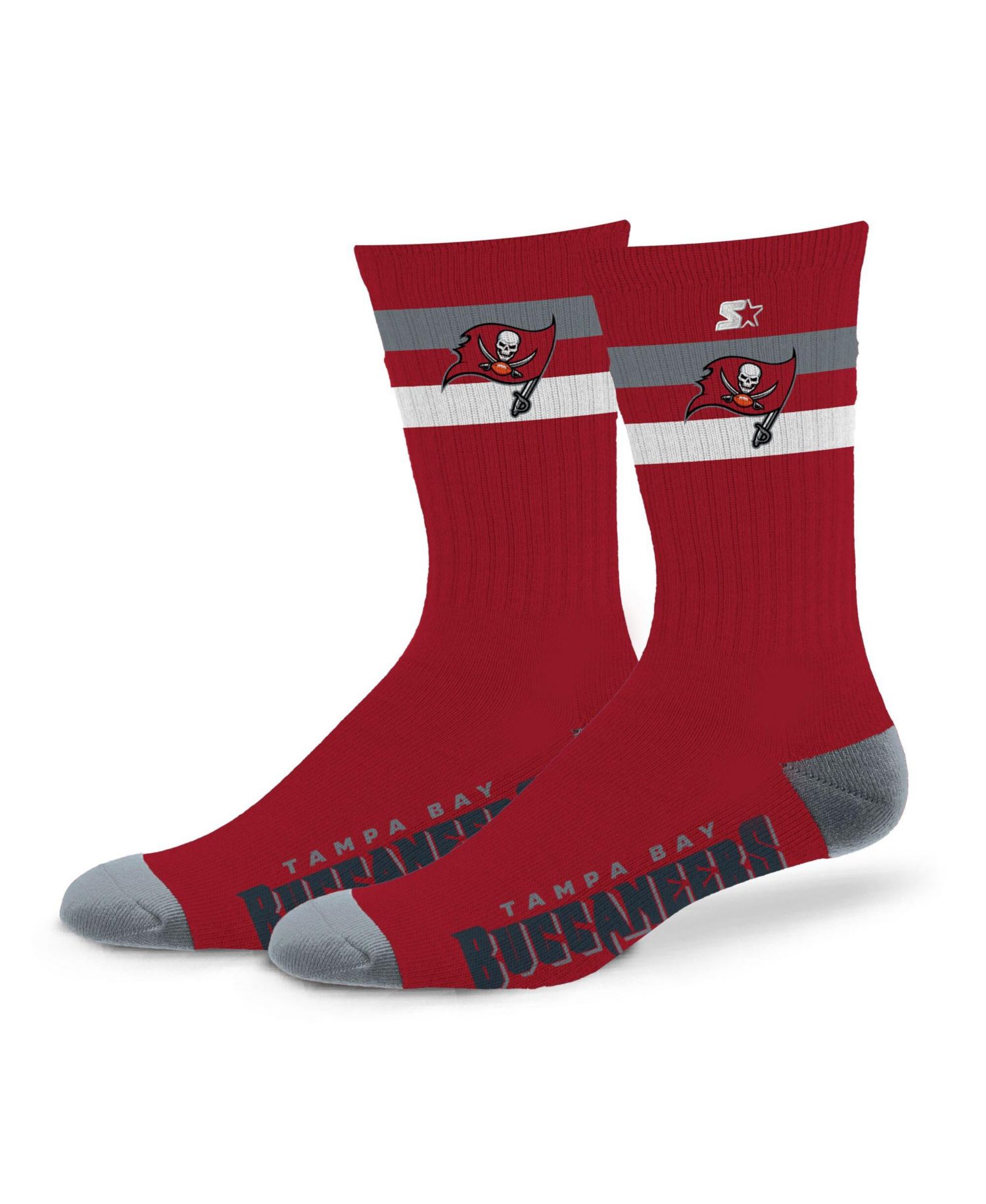 Men's and Women's Tampa Bay Buccaneers Team Color Two-Stripe Crew Socks