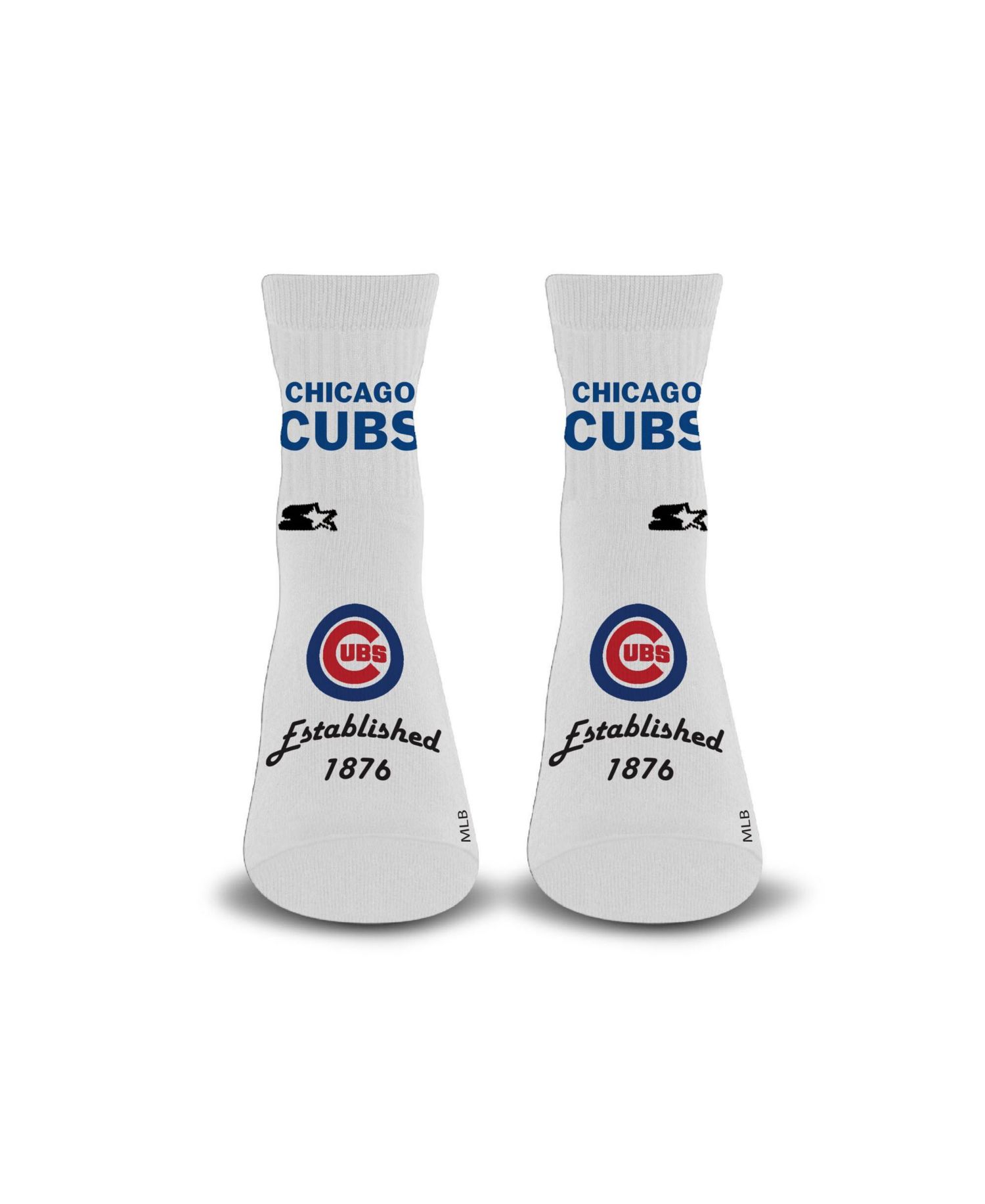 Men's and Women's White Chicago Cubs Established Stencil Quarter Socks