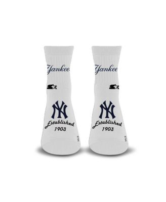Men's and Women's White New York Yankees Established Stencil Quarter Socks