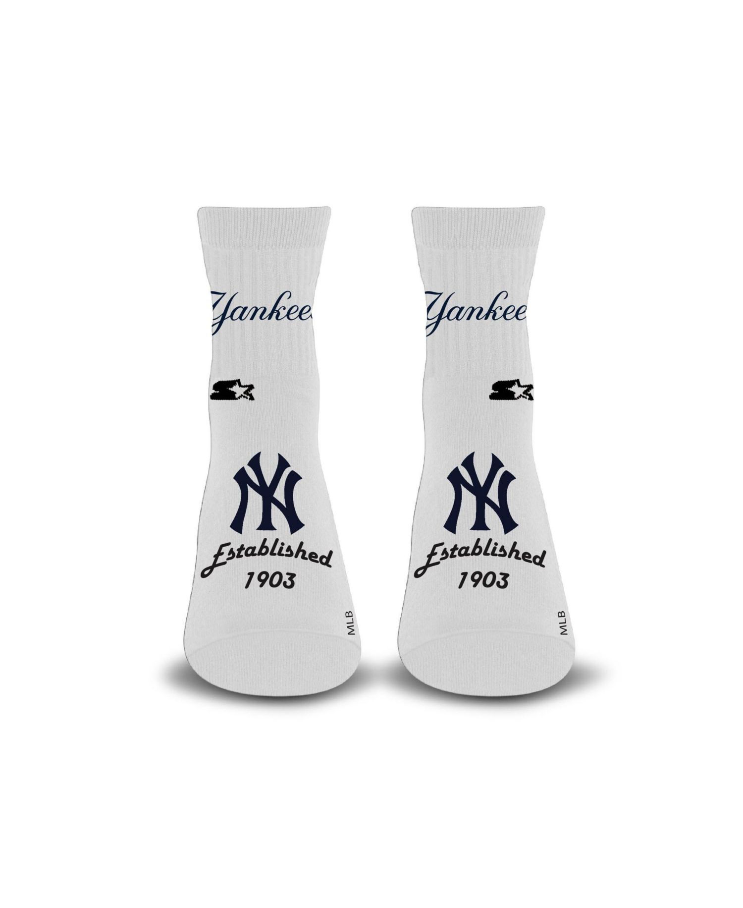 Men's and Women's White New York Yankees Established Stencil Quarter Socks
