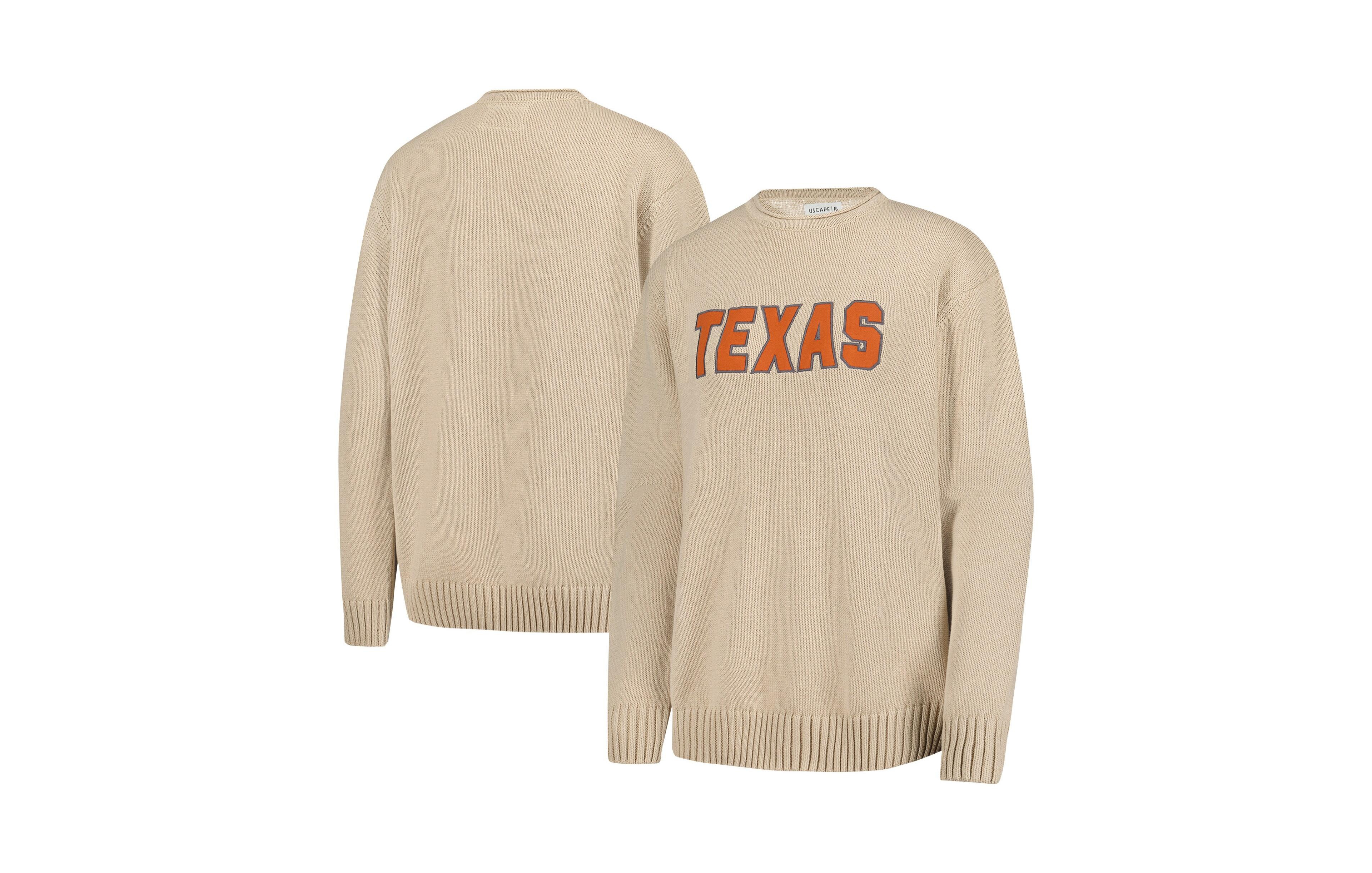 Uscape Apparel Men's and Women's Ash Texas Longhorns Embroidered Applique Sweater