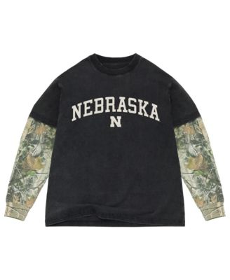 Men's Black/Camo Nebraska Huskers Back Bay Twofer Heavyweight Long Sleeve T-Shirt