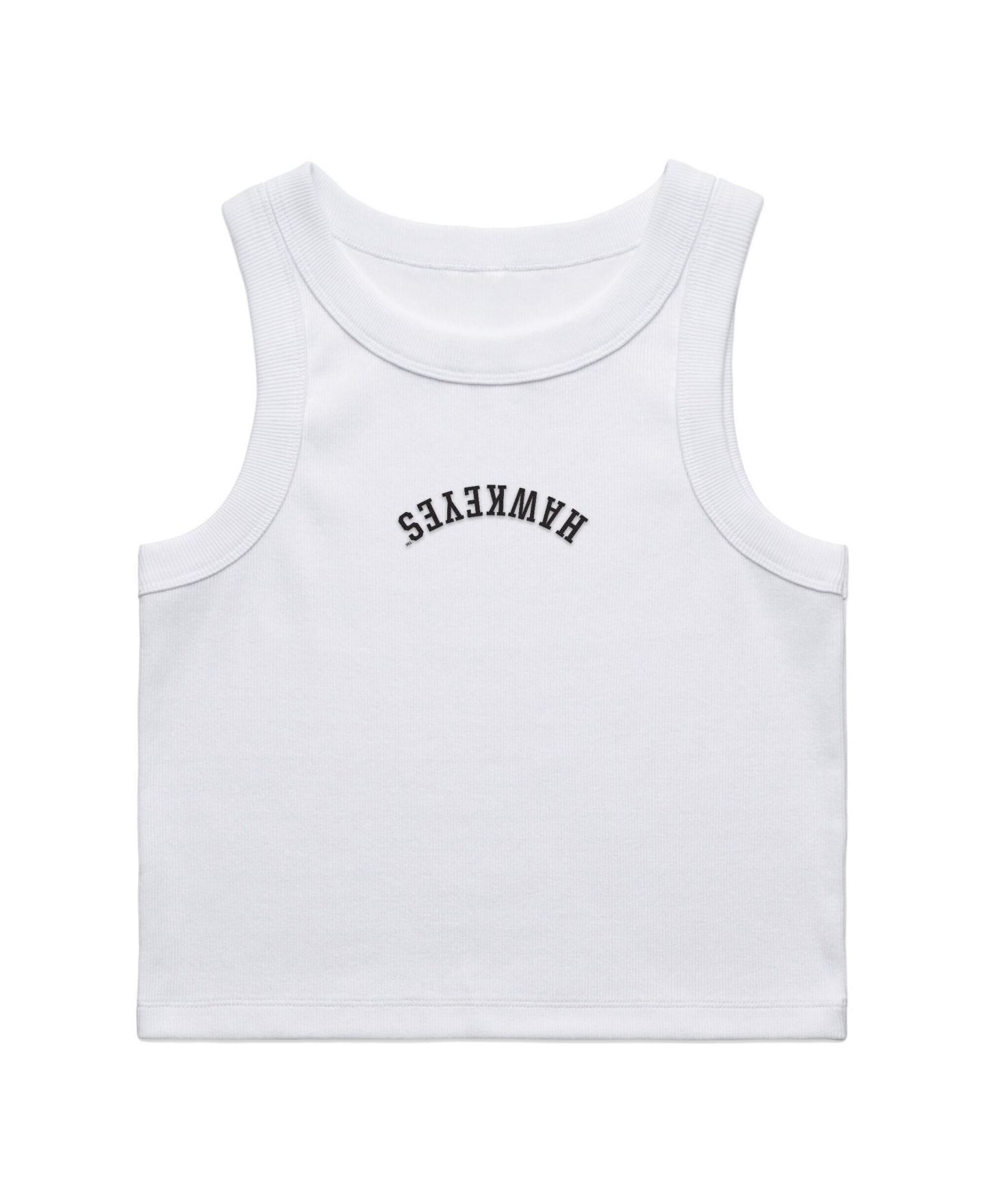 Женский топ Uscape Apparel White Iowa Hawkeyes Upside Down Embroidery Ribbed Cropped — фото 2