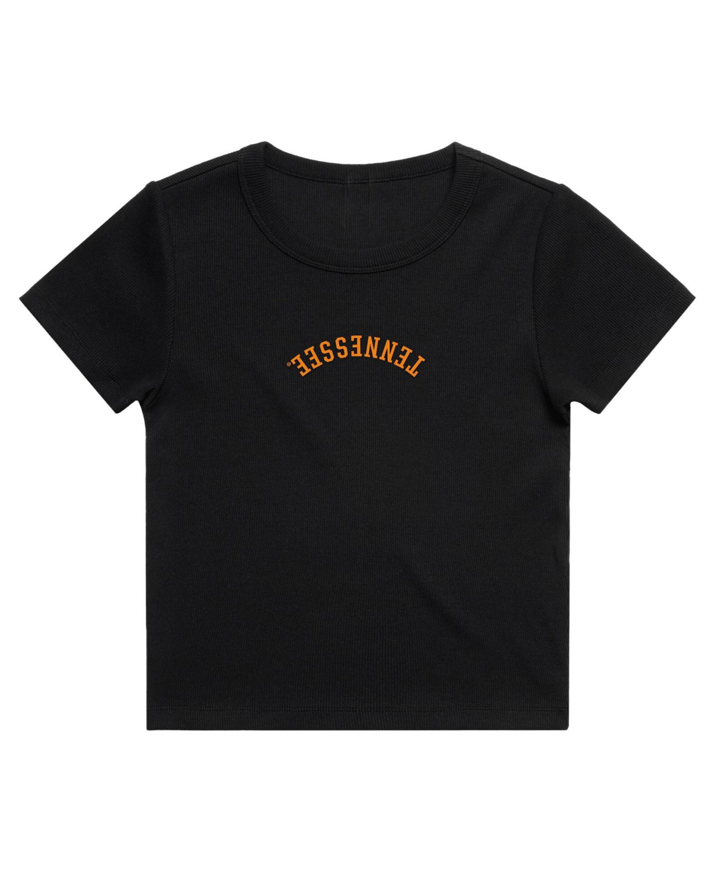 Женская футболка Uscape Apparel Black Tennessee Volunteers Upside Down Embroidery Ribbed Cropped — фото 2