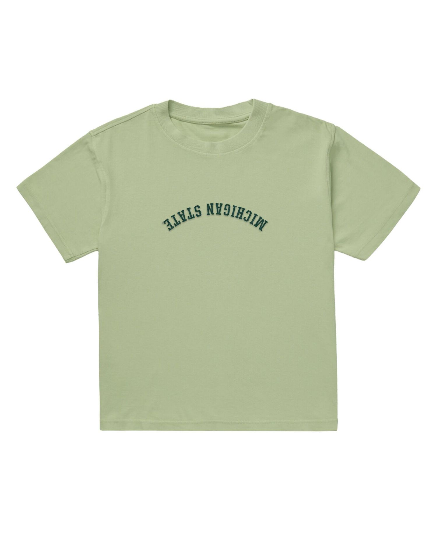 Men's Green Michigan State Spartans Upside Down Embroidered Vintage Heavyweight T-Shirt