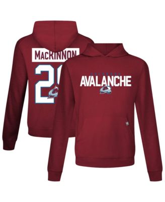 Men's Nathan MacKinnon Burgundy Colorado Avalanche Relay Name & Number Long Sleeve Hooded T-Shirt