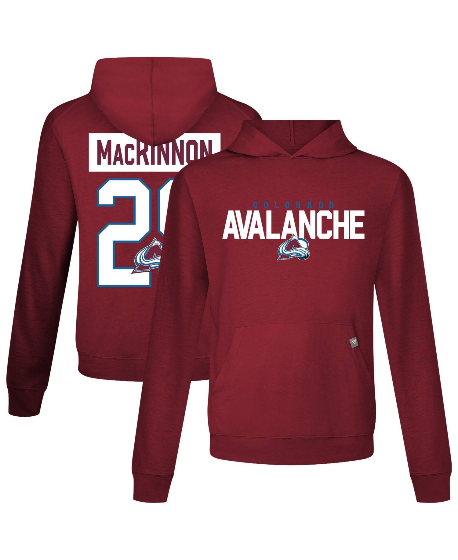 Men's Nathan MacKinnon Burgundy Colorado Avalanche Relay Name & Number Long Sleeve Hooded T-Shirt