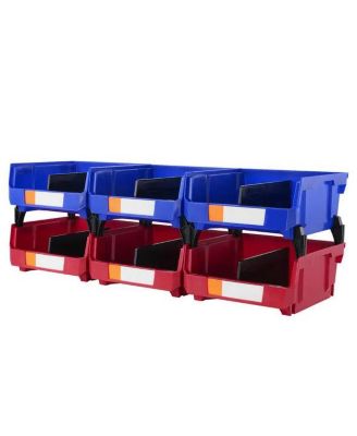 6-Pack Stackable Storage Bins - Modular Plastic Organizer for Closet, Pantry and Office