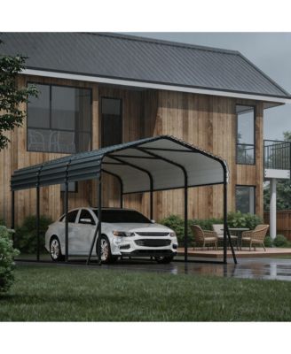 20 x 20 FT Heavy Duty Steel Carport, Outdoor Vehicle Shelter Garage for Cars Trucks Boats, Galvanized Steel Roof All-Weather Protection
