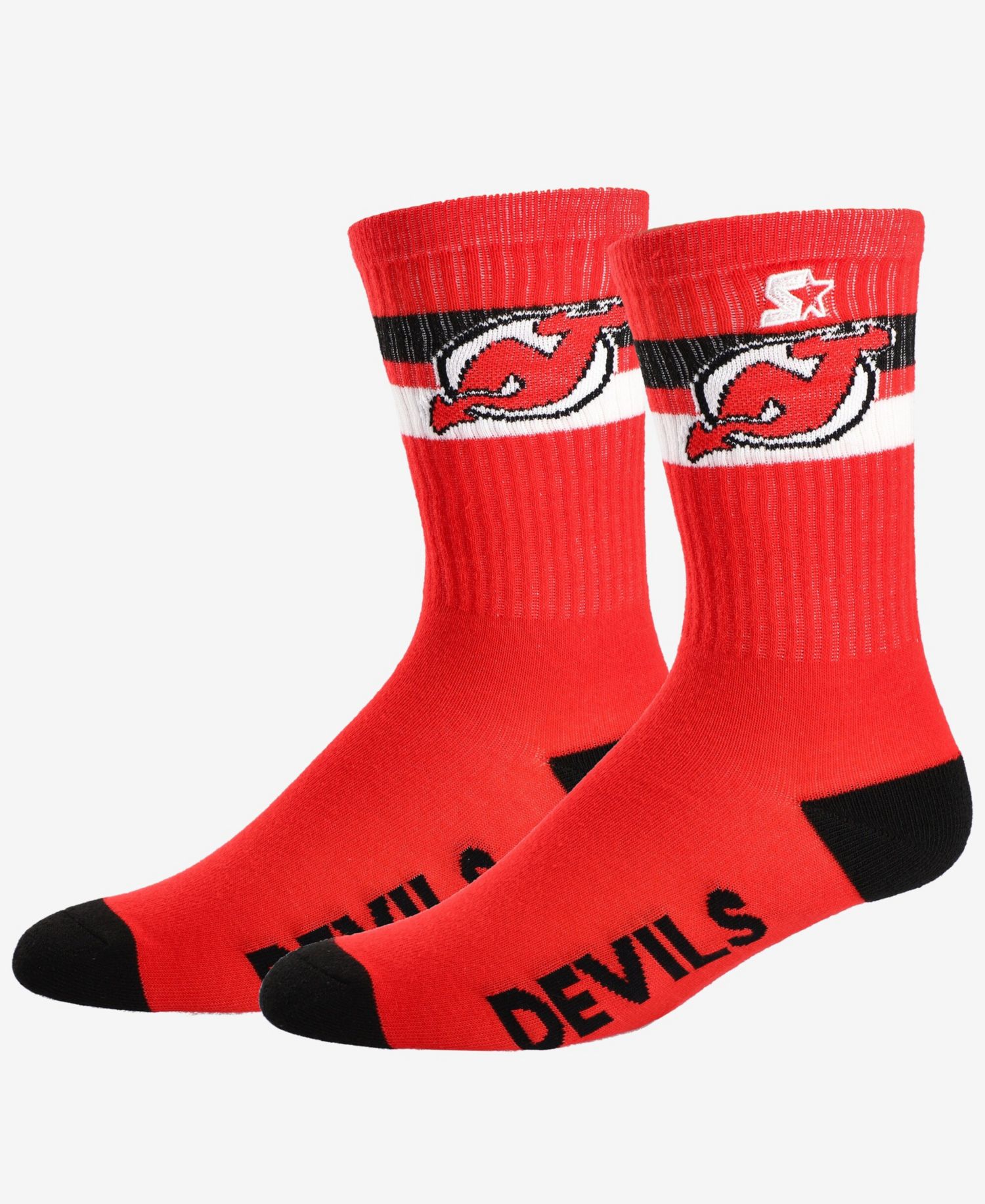 Men's and Women's New Jersey Devils Team Color Two-Stripe Crew Socks
