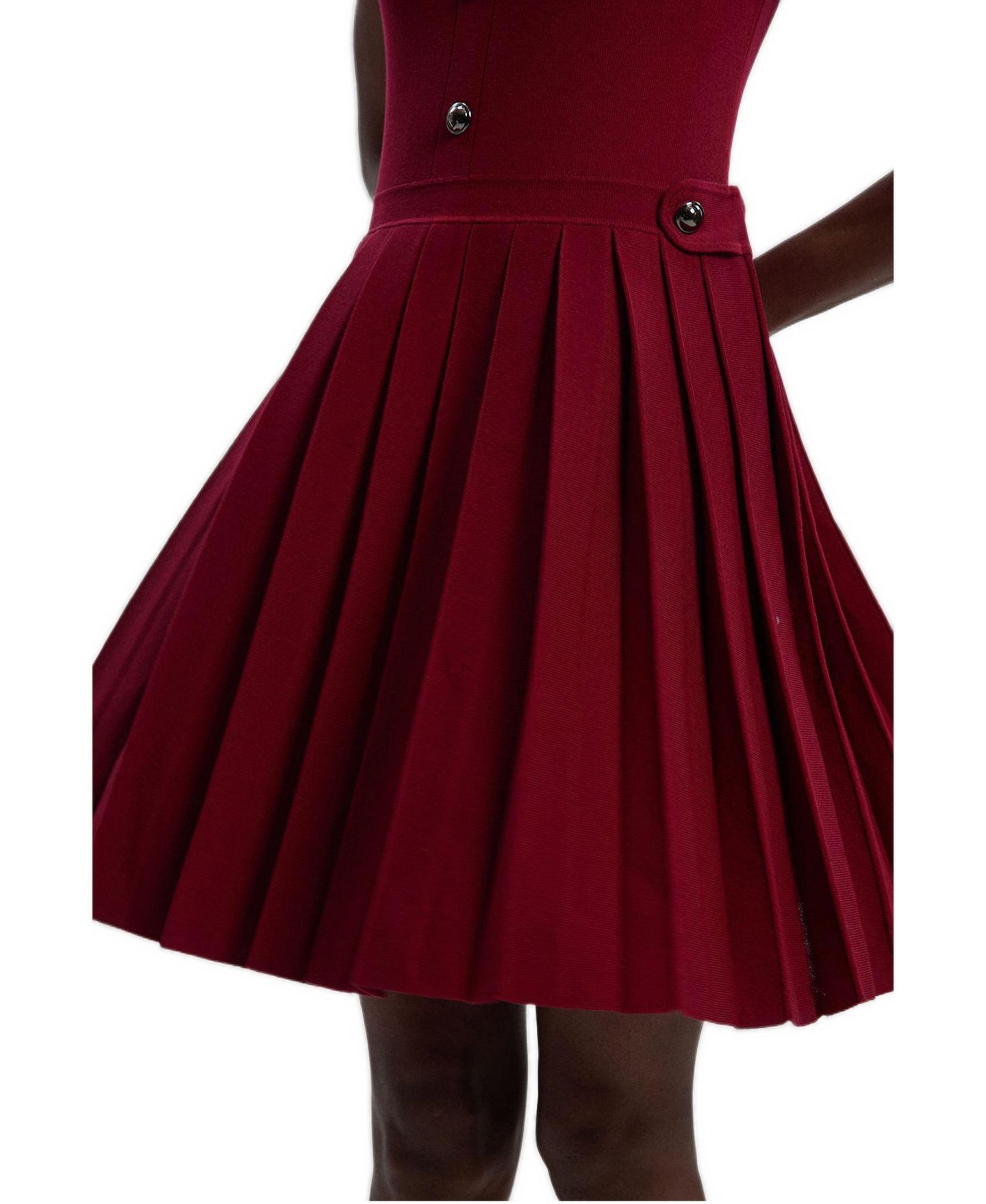 Женское платье Karen Millen Viscose Tab Pleated Knit Mini, цвет: Бордовый — фото 2