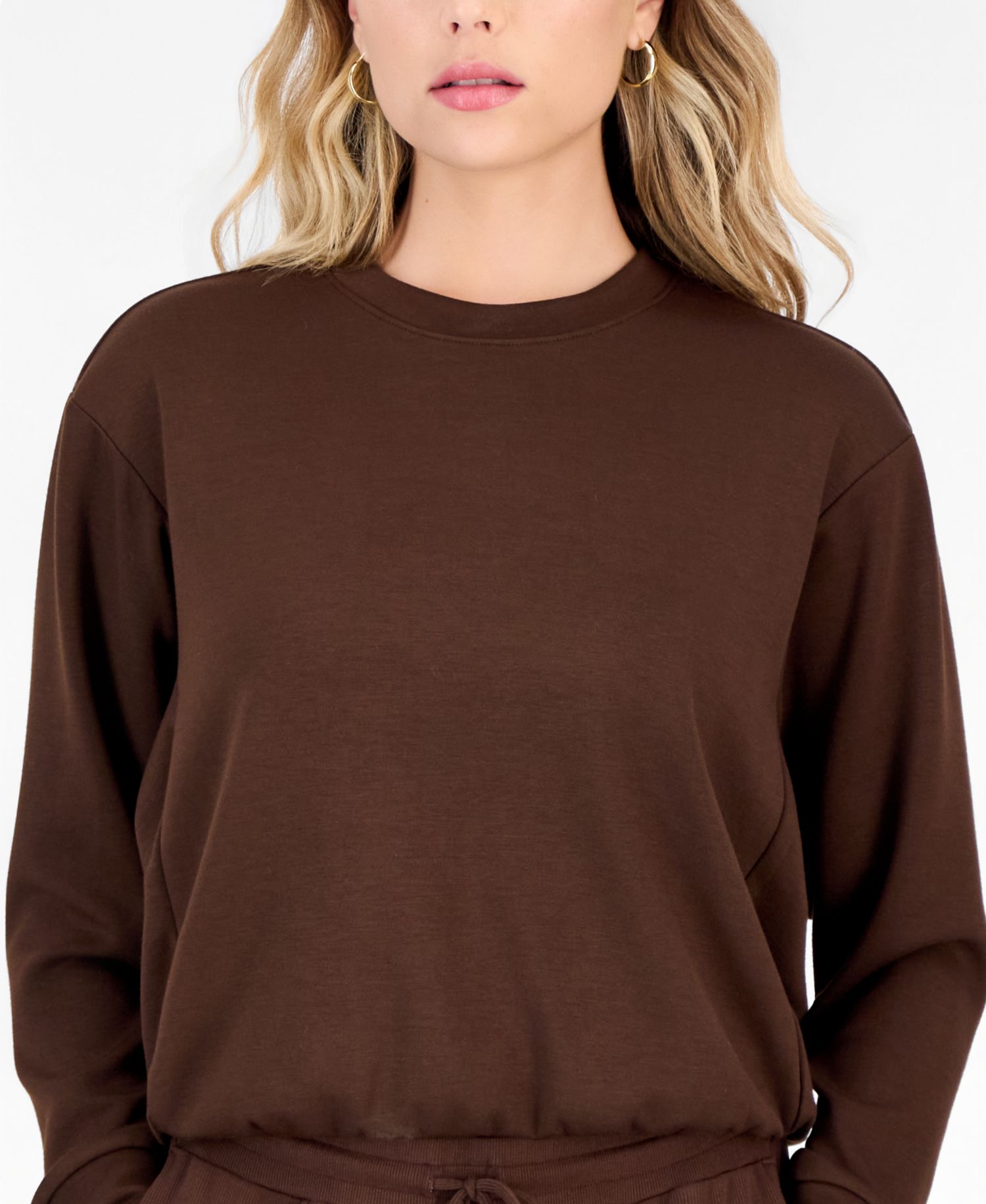 Petite Crewneck Bubble-Hem Top