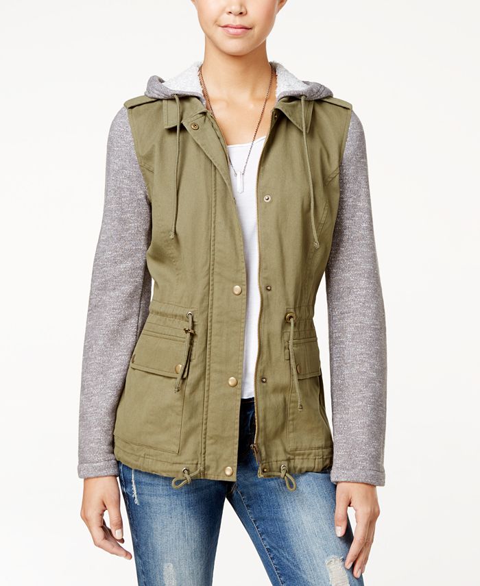 American Rag Knit Trim Hooded Utility Jacket Created for Macy s