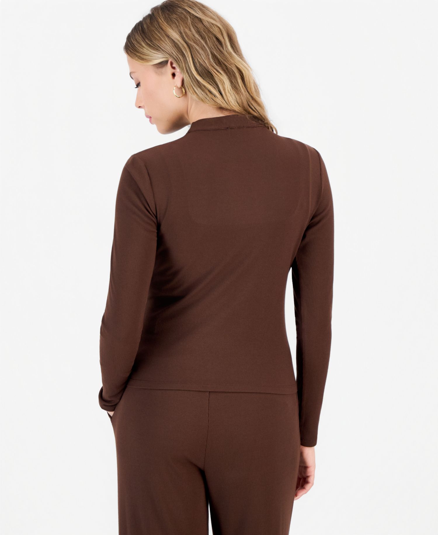 Petite Mock-Neck Zip-Front Top