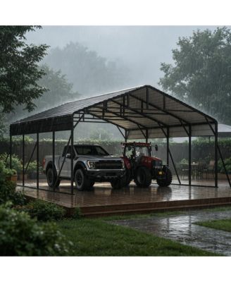 Heavy Duty Carport, Galvanized Steel Frame with Color Coated Steel Roof Panels, Outdoor Vehicle Parking
