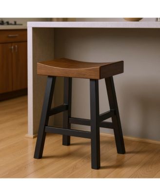 25" Solid Wood Backless Counter Height Bar Chair