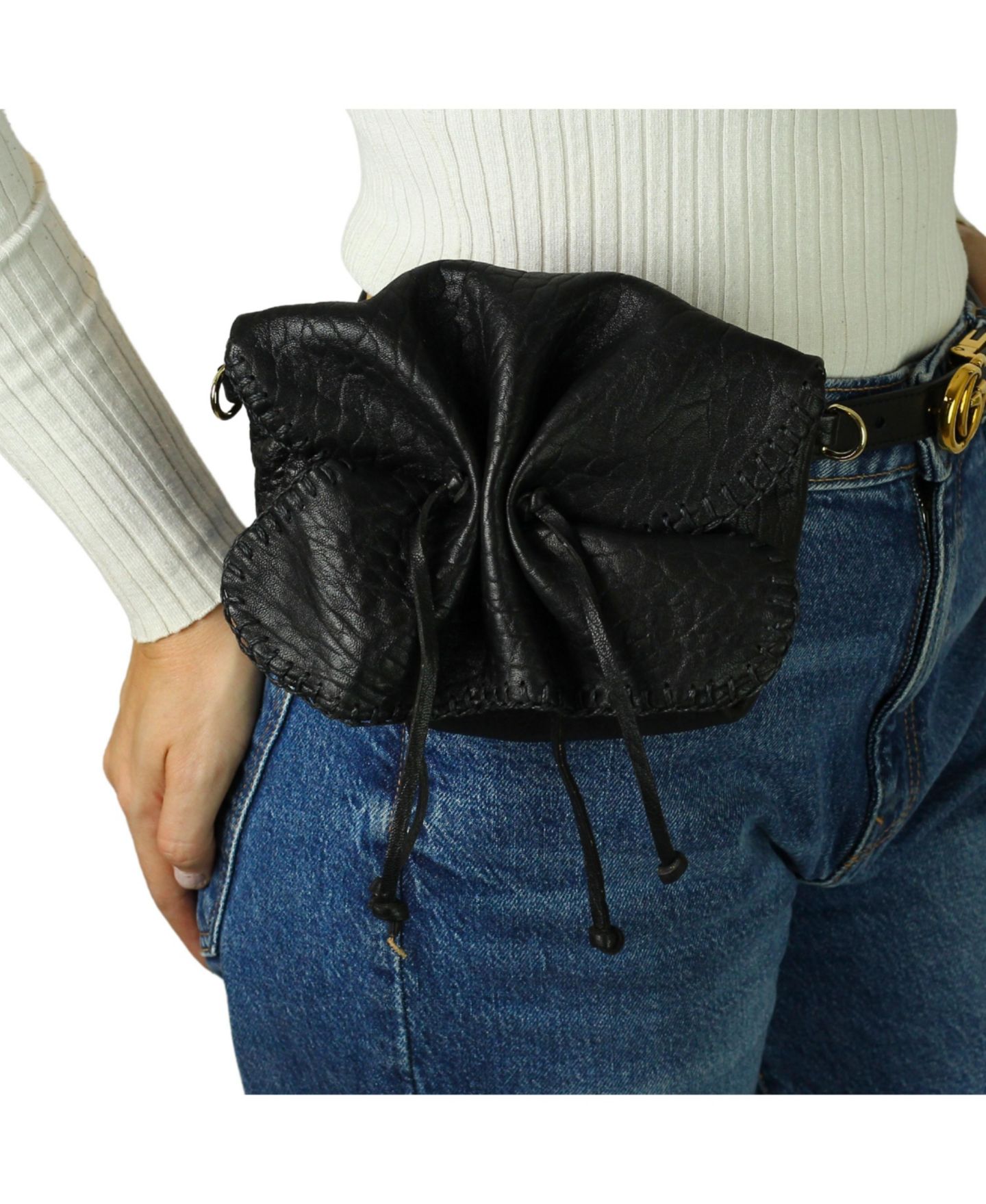 Сумка Carlos Falchi Mini Butterfly Lambskin Leather, цвет: Чёрный обсидиановый — фото 2