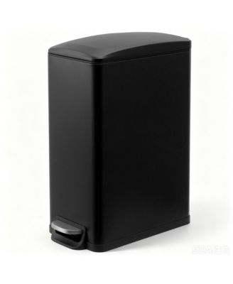 12 Gal/45 Liter Slim Stainless Steel Step-on Kitchen Trash Can Hands-Free Foot Pedal Soft-Close Lid for Home Office