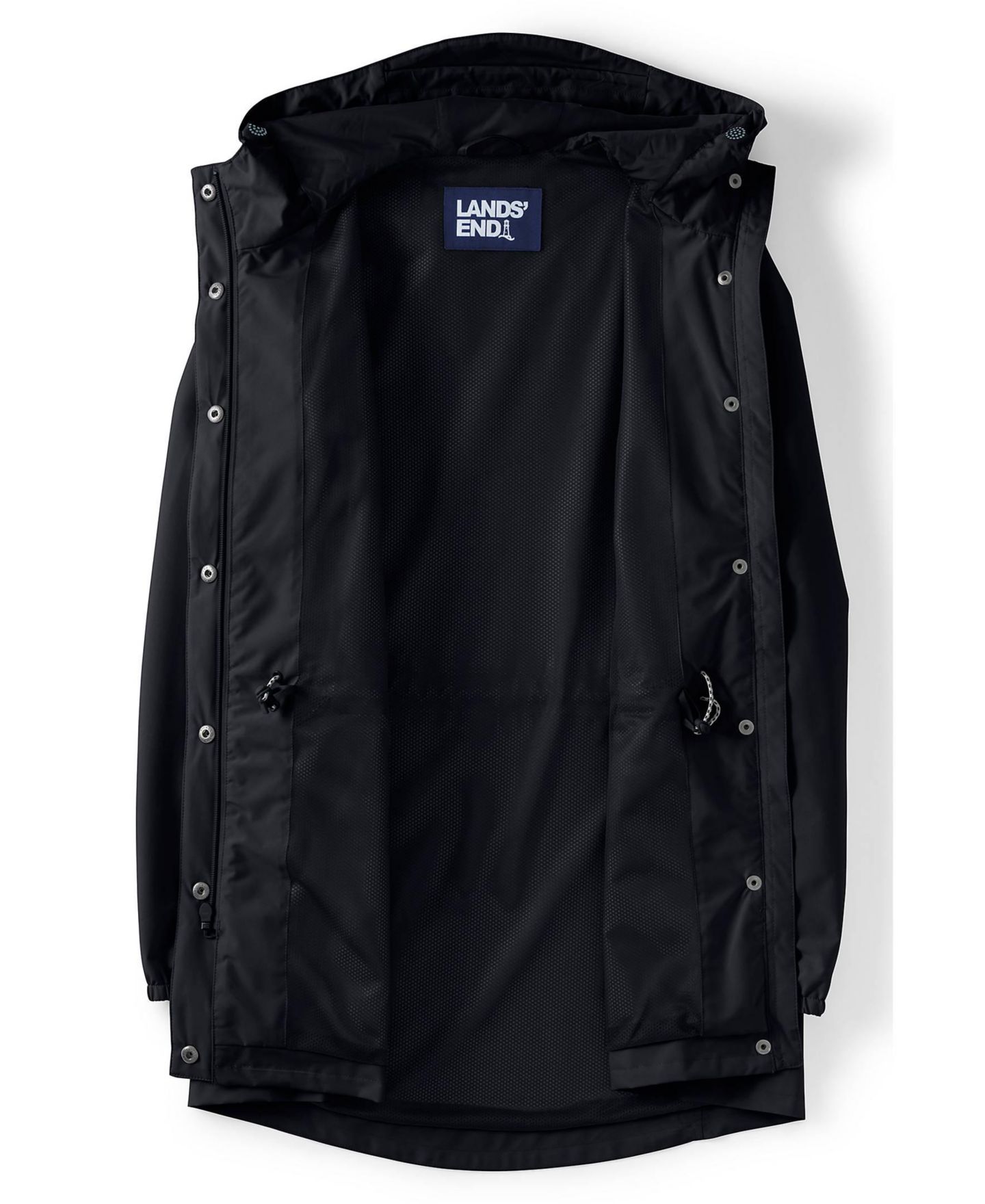 Женские куртки Lands' End Plus Size Squall Packable Waterproof Raincoat, цвет: Чёрный — фото 5