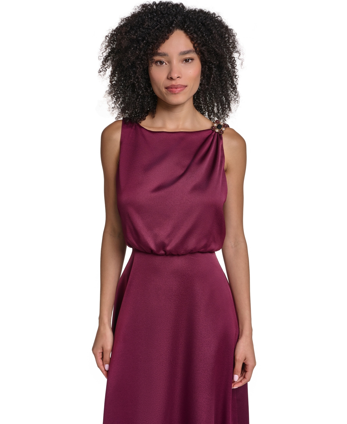 Karl Lagerfeld Paris Women's Satin Sleeveless Midi Dress