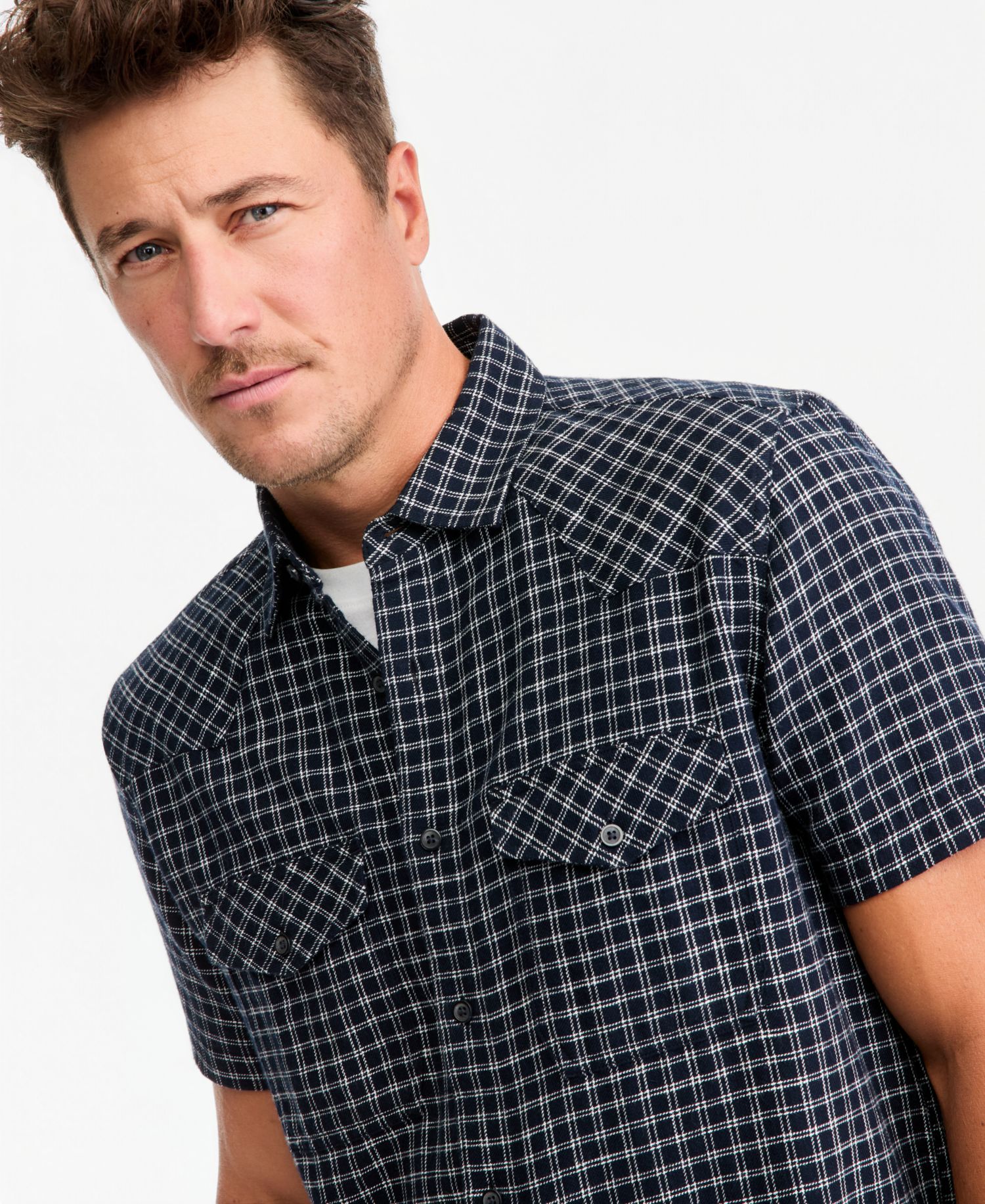 Men's Short-Sleeve Alfredo Mini Check Shirt