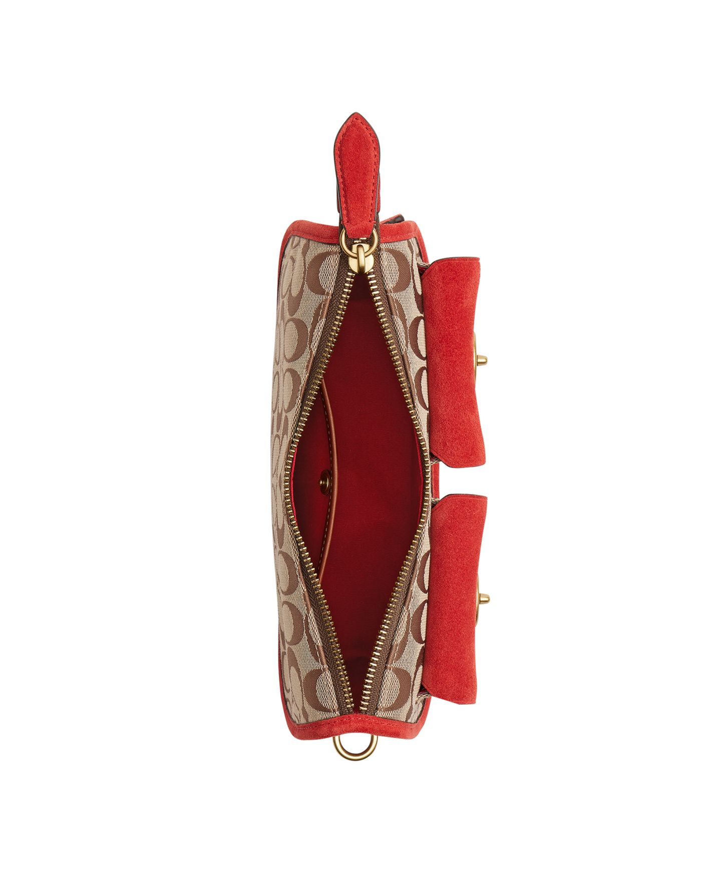 Женская сумка COACH Originals Waverly Small Signature Jacquard Twin Turn-Lock Shoulder, цвет: Латунный / Маковый — фото 7