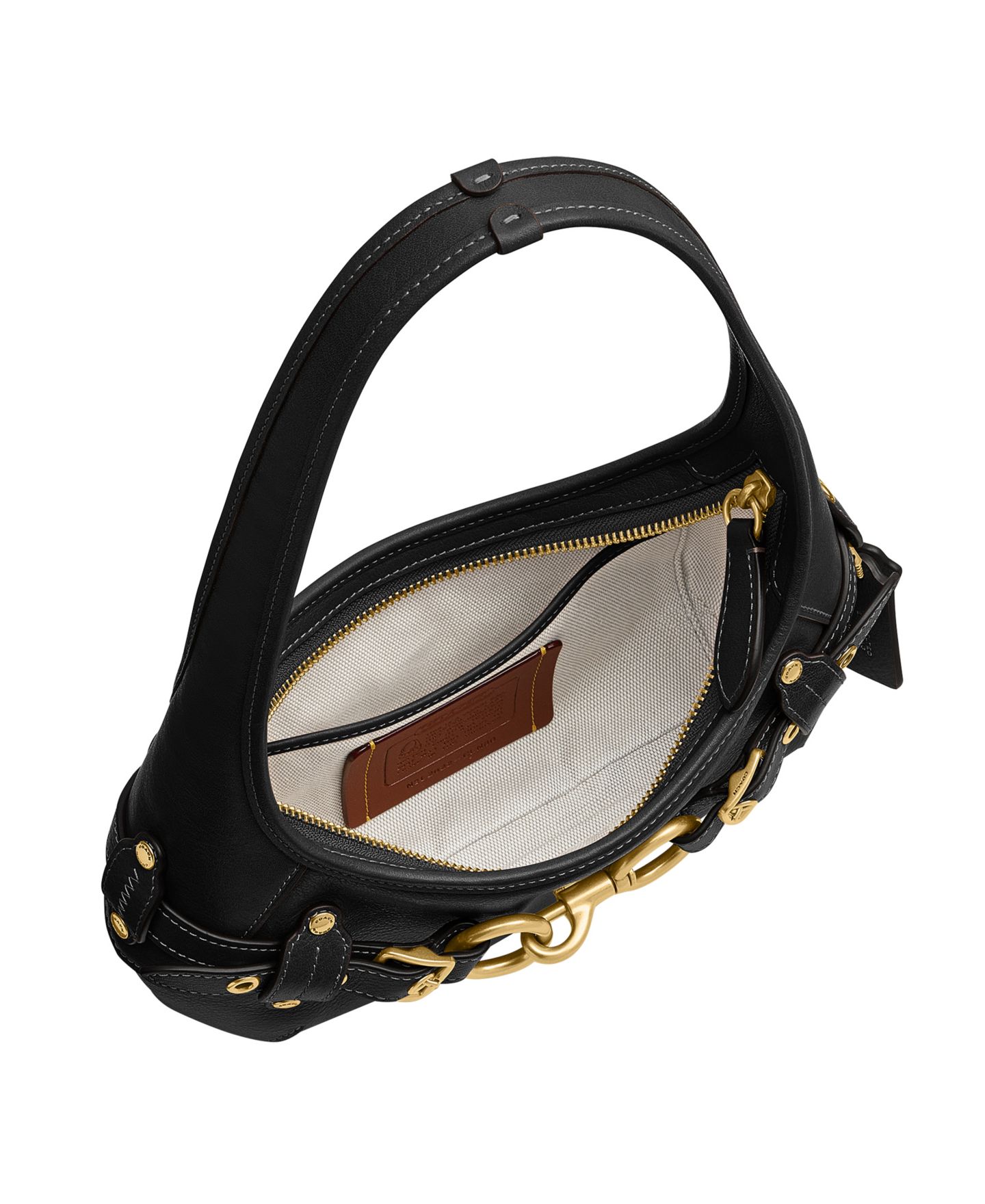 Женская сумка COACH Belted Ergo Small Leather Shoulder Handbag 26, цвет: Латунный / Чёрный — фото 5