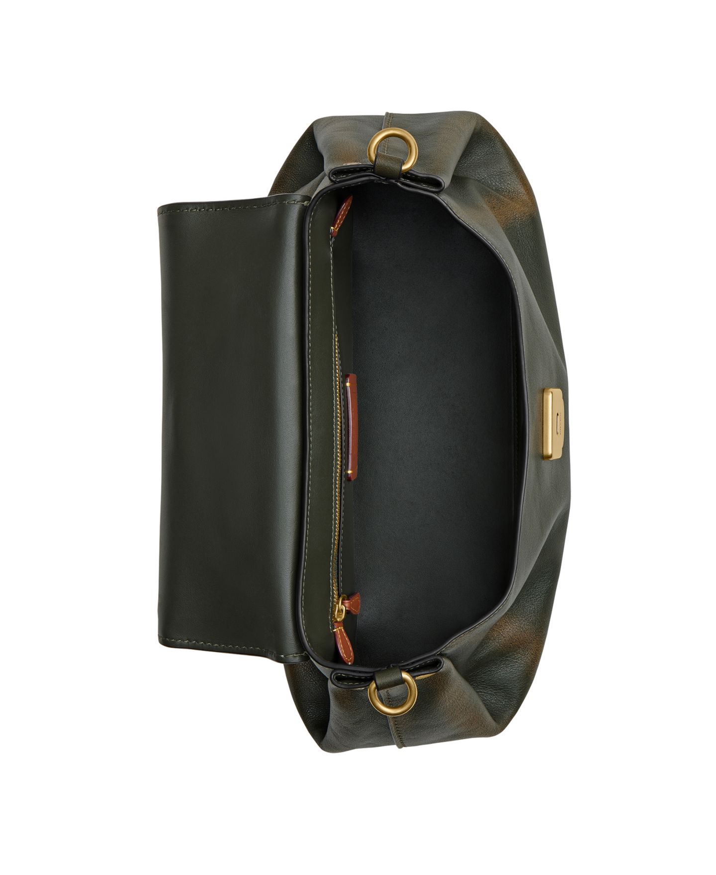 Женская сумка COACH Slouchy Rogue Medium Loved Leather Top Handle, цвет: Латунный / Тёмный зелёный — фото 5