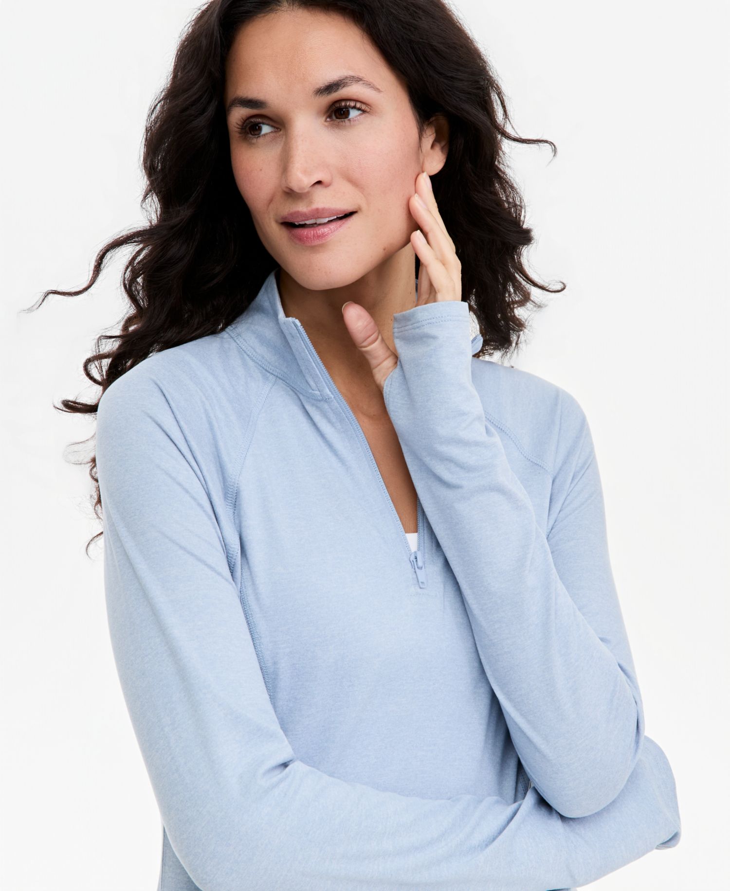 Women's Quarter-Zip Mock-Neck Long-Sleeve Pullover