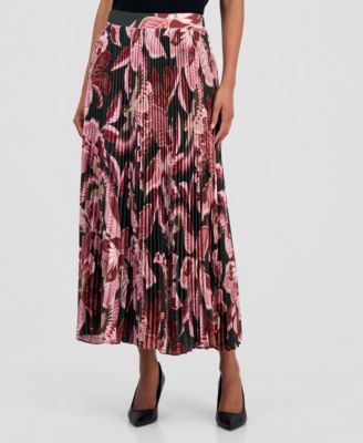 Women's Pleated Floral A-Line Skirt