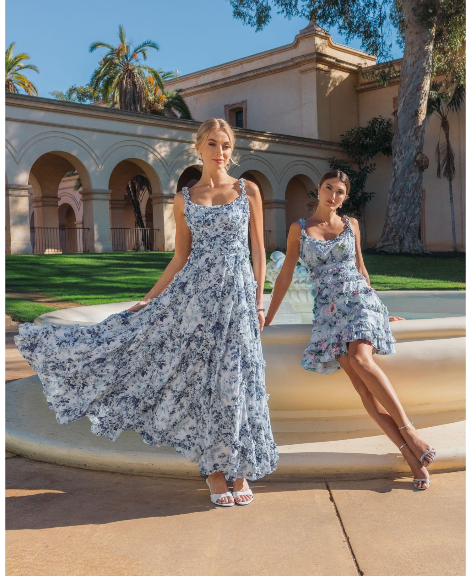 Women's Floral Cotton Ruffle Square Neck Ankle Dress