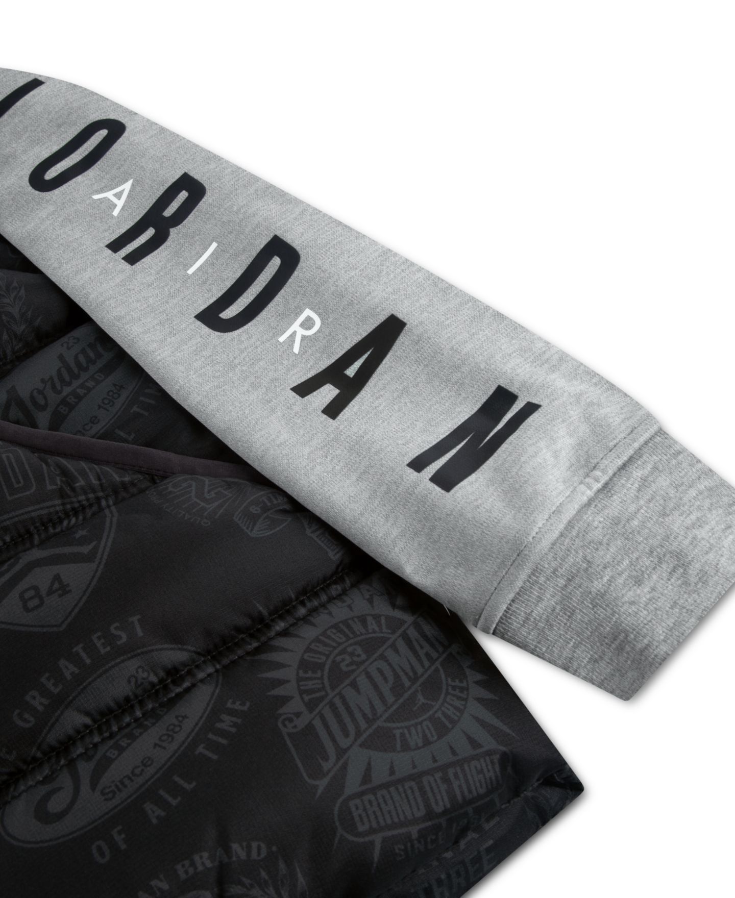Куртка Jordan Layered-Look Long-Sleeve Hooded Jacket для мальчиков, цвет: Чёрный / Серый меланжевый — фото 4