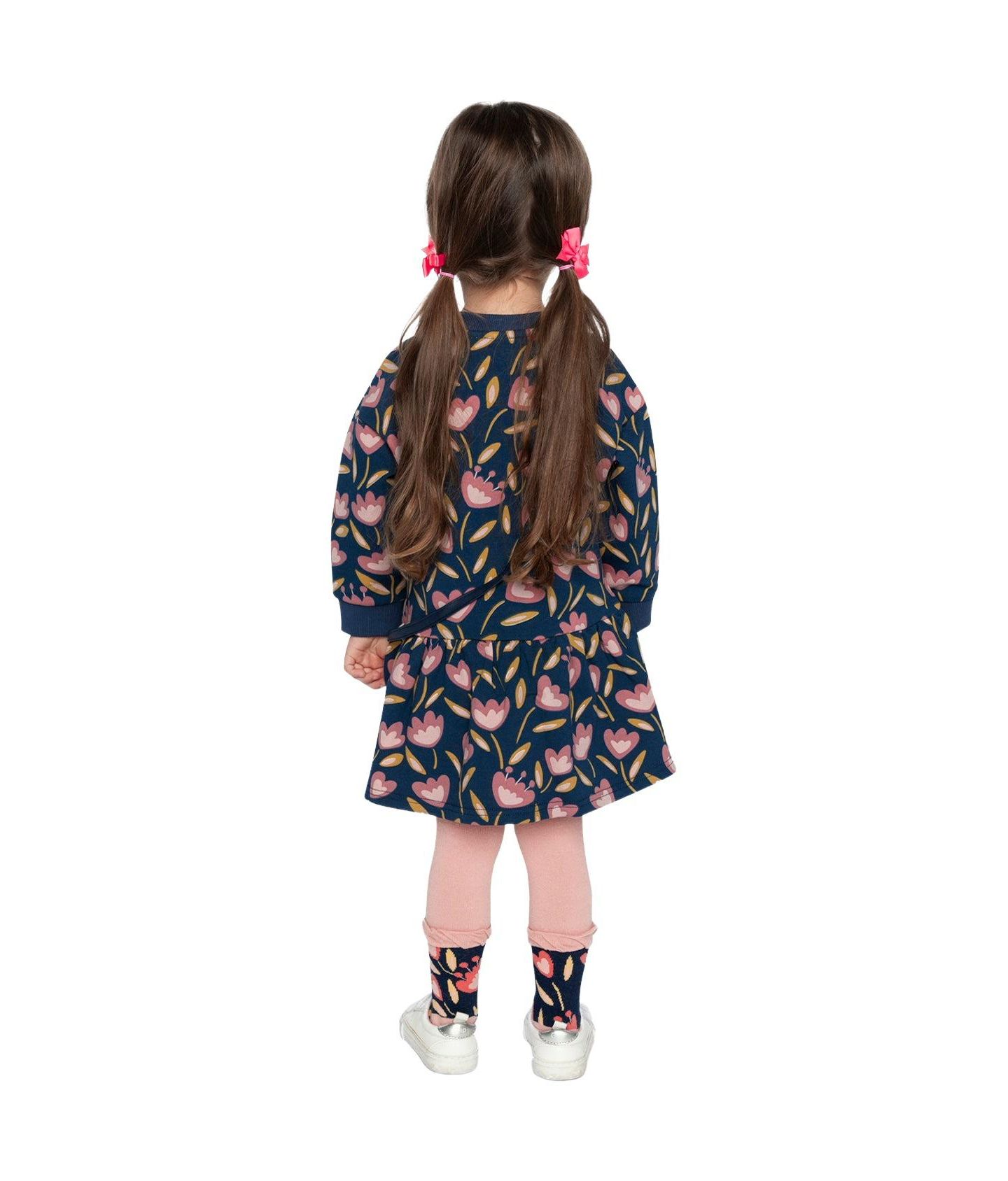 Платье Deux par Deux French Terry Dress Tulip Print для девочек, цвет: Синий с принтом — фото 4