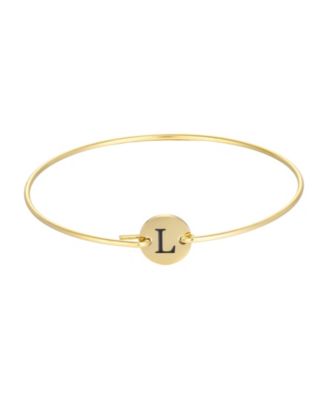Tarnish Resistant Gold Engraved Initial Disc Cuff Bracelet