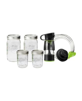Mason Jar Vacuum Sealer Kit with Handheld Sealer and Jar Seal Lids - Wide Mouth - Pint Size and Quart Size (inludes 4 Jars)