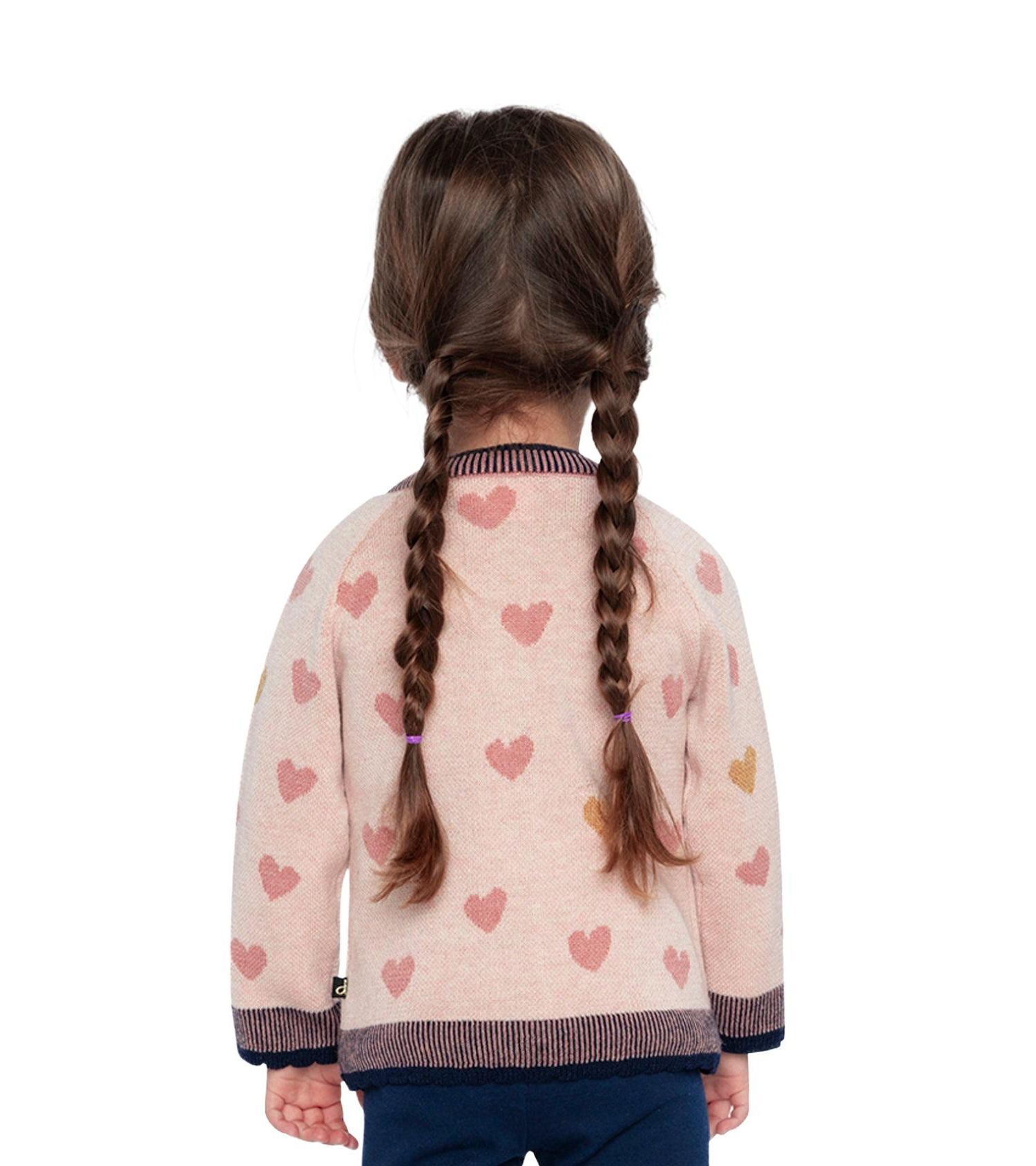 Little and Big Girl (6-8) Knitted Jacquard Cardigan
