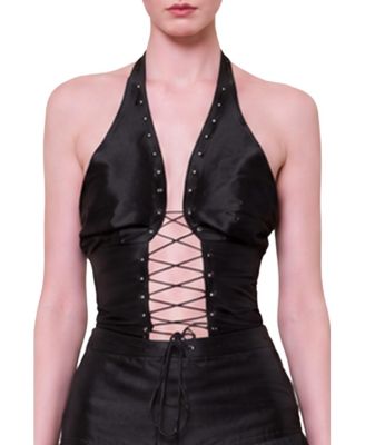 Women's The Party Edit Crisscross Neck Lace Up Top