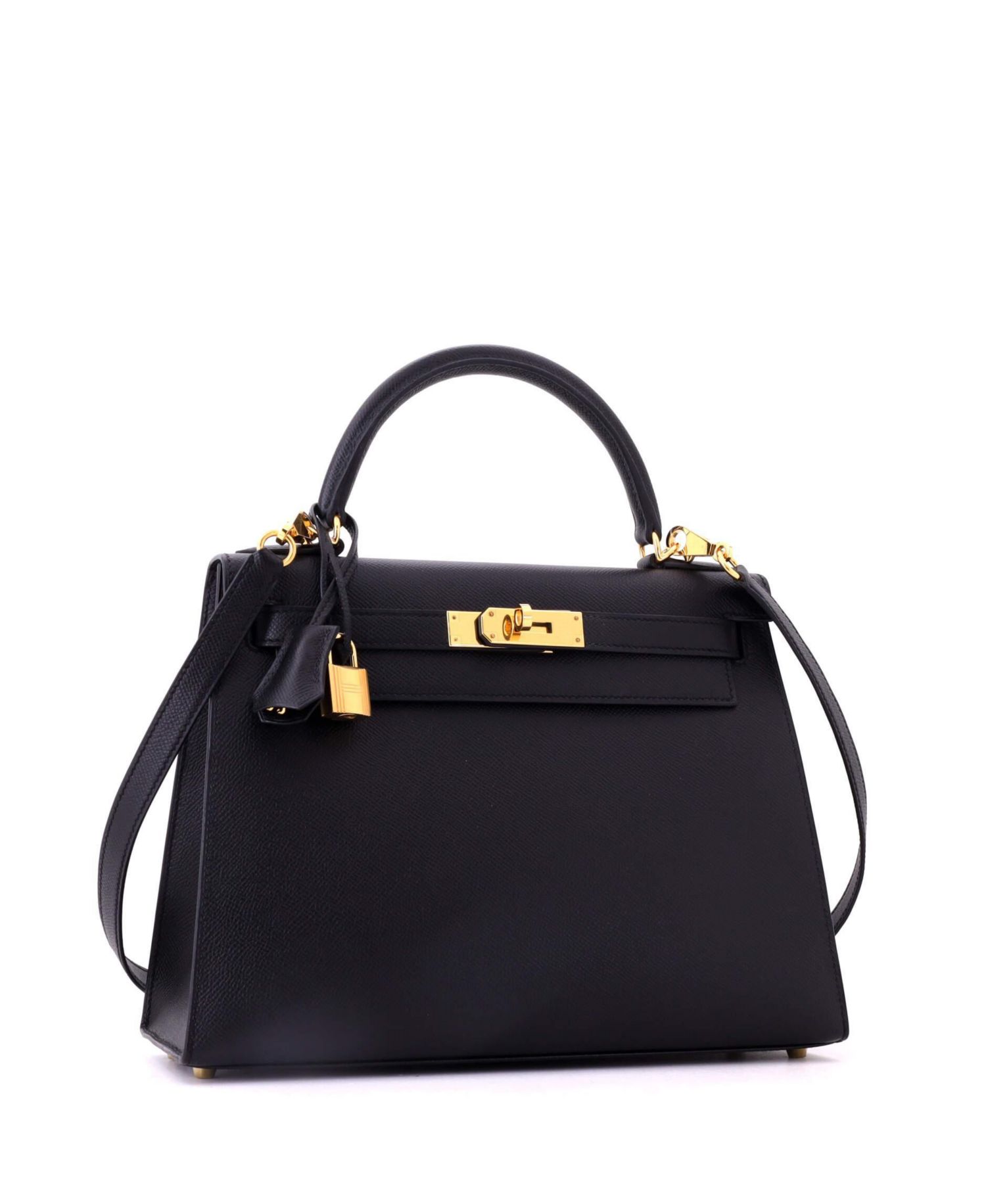 Kelly 28 Handbag Black Epsom with Gold Hardware