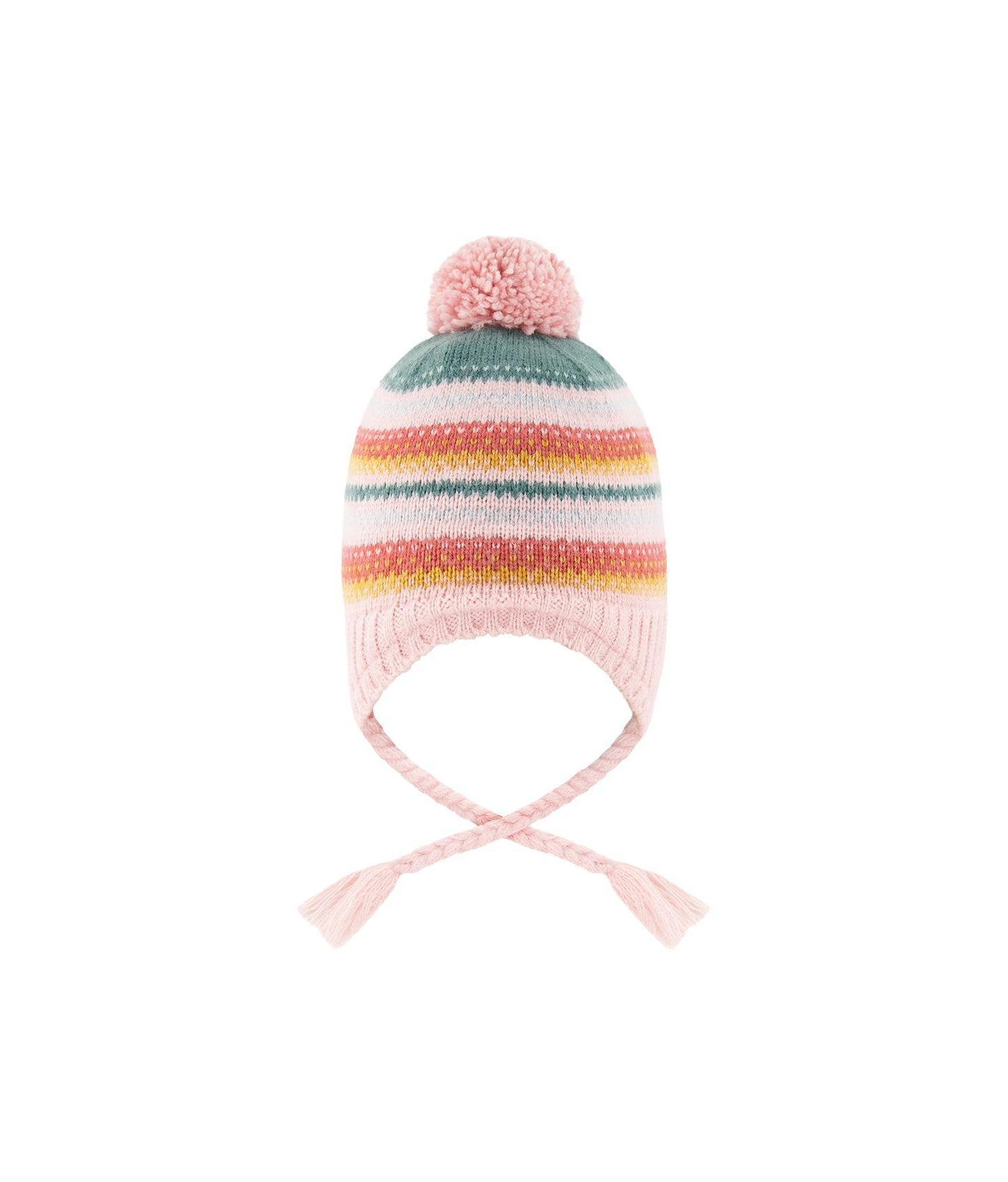 Шапка Deux par Deux Winter Peruvian Knit Hat для девочек, цвет: Розовый / Зелёный — фото 3
